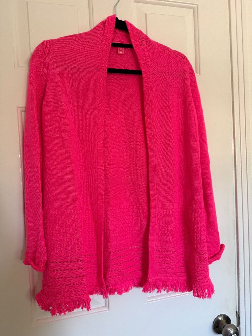 Lilly Pulitzer Pink Fringed Cardigan Sweater
